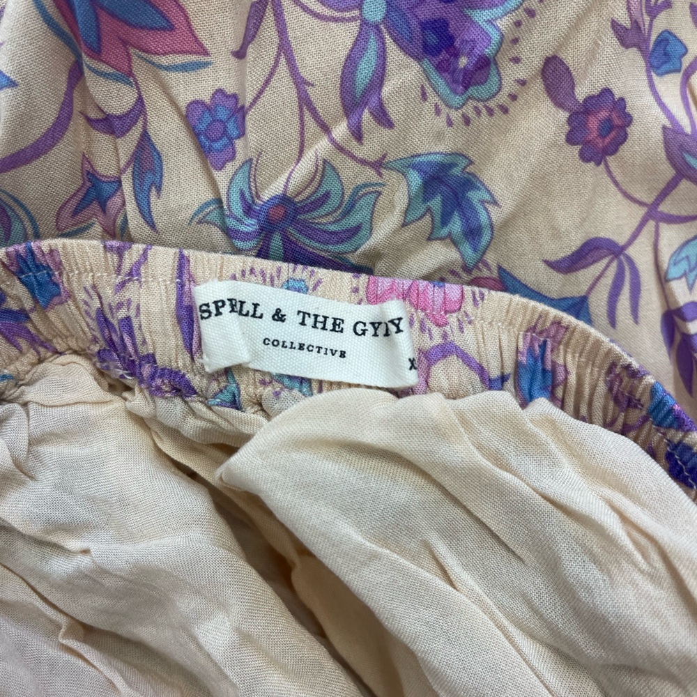 Spell & The Gypsy Floral Boho Maxi Skirt XS Elastic Waist Lined Viscose✨ - Picture 7 of 10